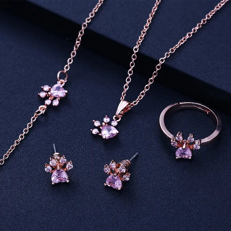 Animal Paw Ring Jewelry Set for Women
