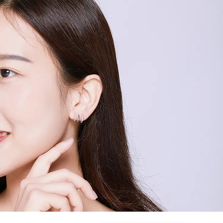 Three-layer Silver Earrings