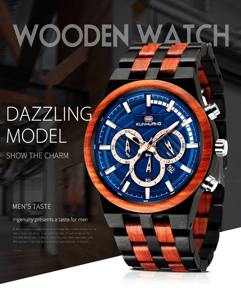 Large Dial Wooden Quartz Watch