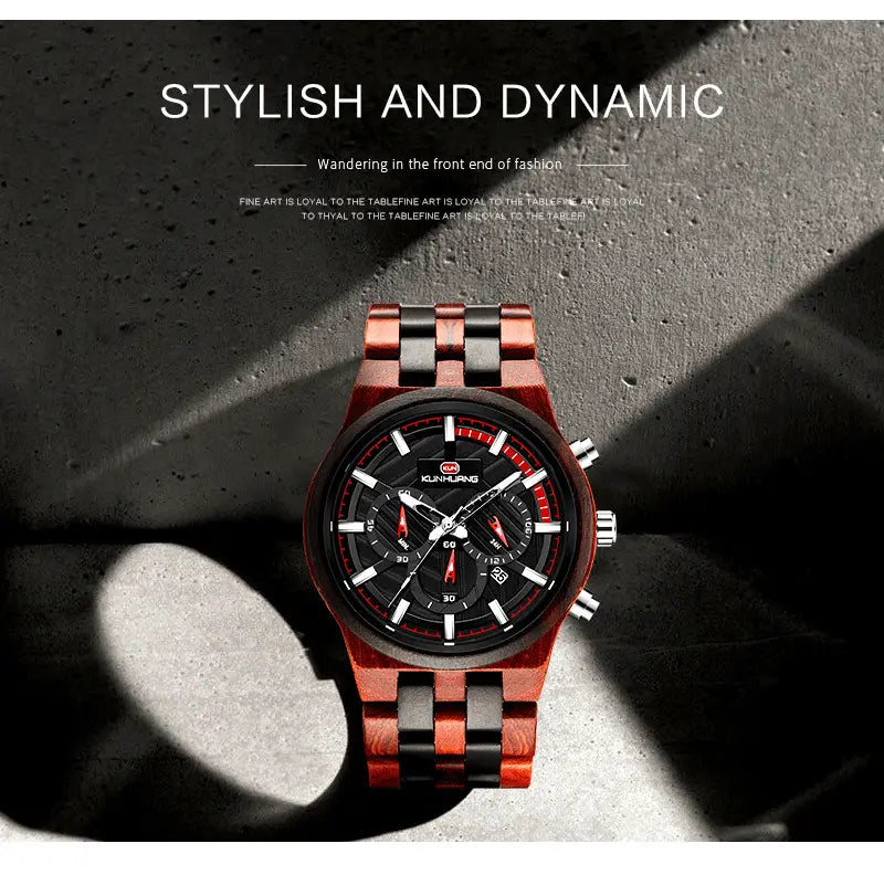 Large Dial Wooden Quartz Watch