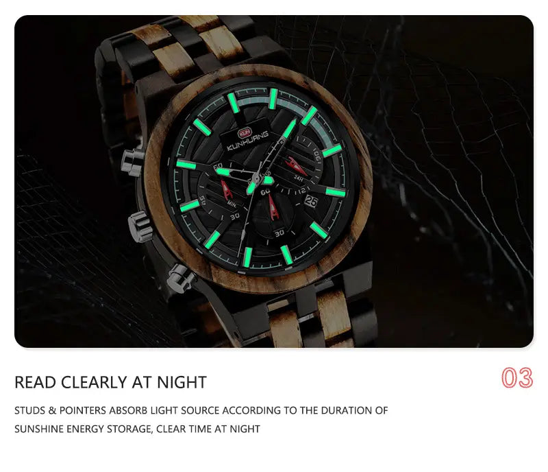 Large Dial Wooden Quartz Watch