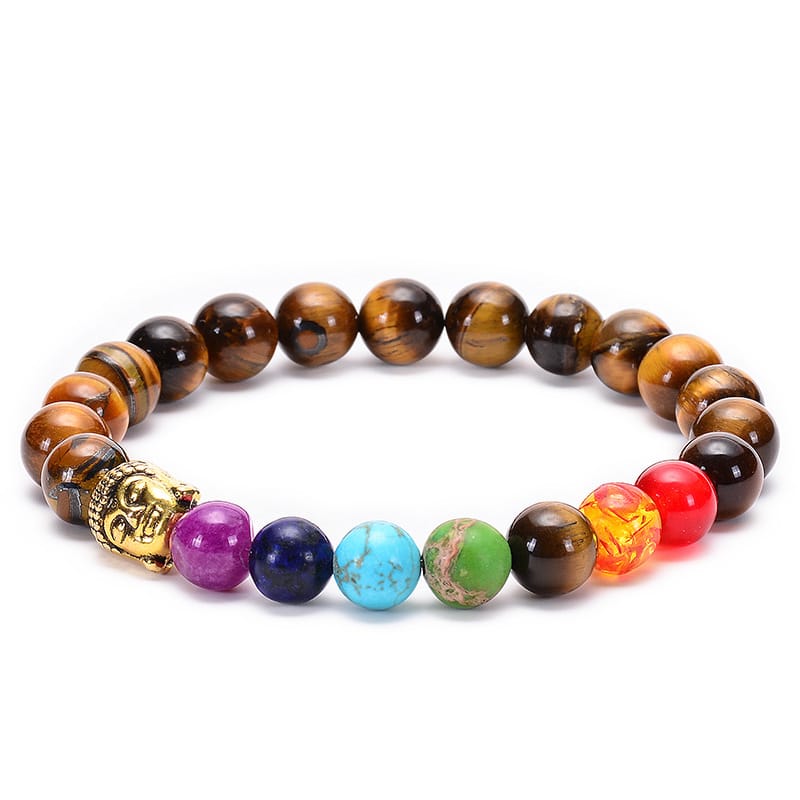 Seven Chakra Healing Lava Stone Bracelet