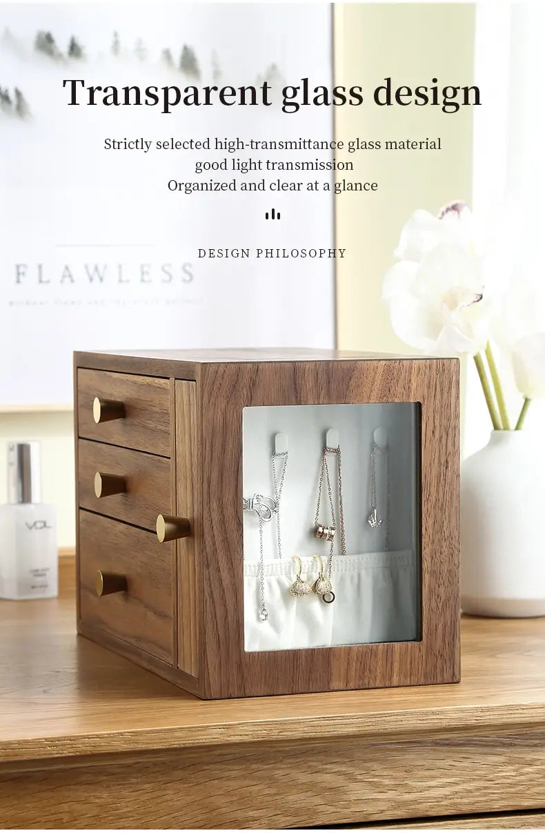 Walnut Four-drawing Jewelry Box