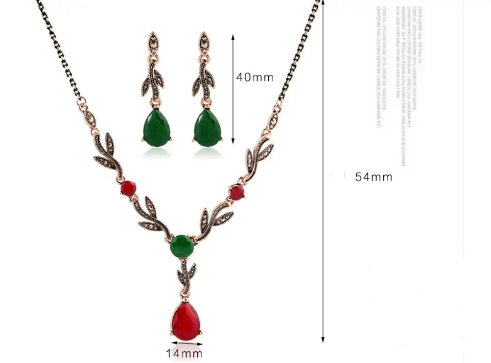 Leaf Water Drop Gemstone Necklace