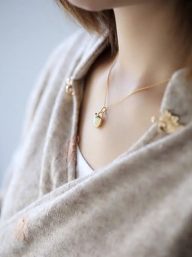 Silversmith Hetian Jade Pendant