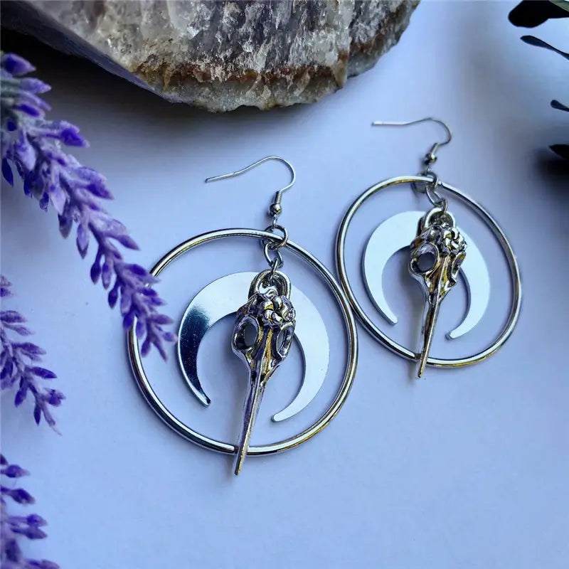 Crow Head Pendant Earrings