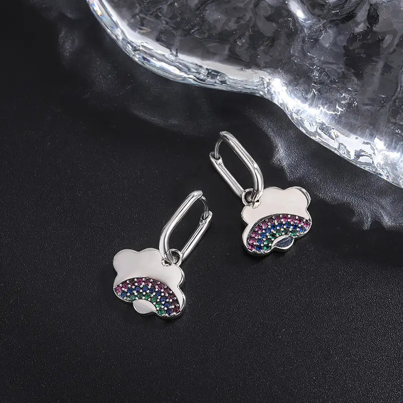 Exotic Rainbow Cloud Silver Earrings
