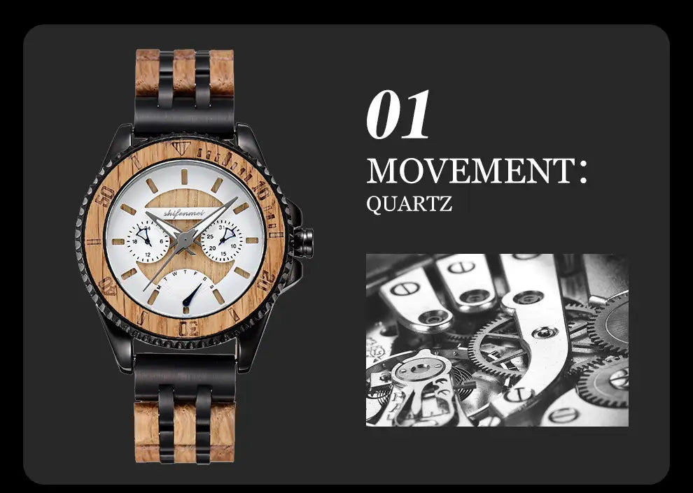 Sports Mechanical Feeling Men’s Wood Suit Watch