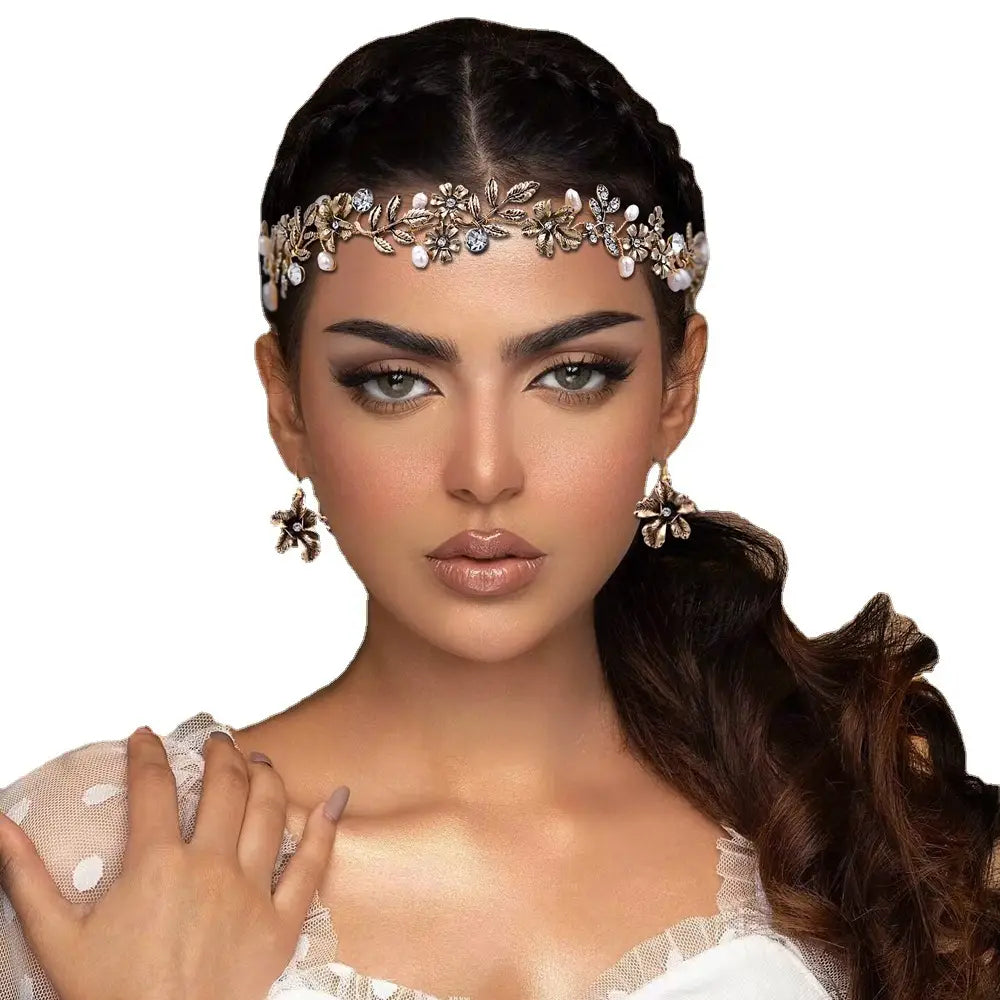 Leaf Design Freshwater Pearl Hair Band