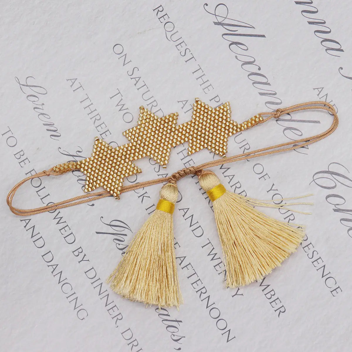 Hand-woven Hexagonal Tassel Bracelet