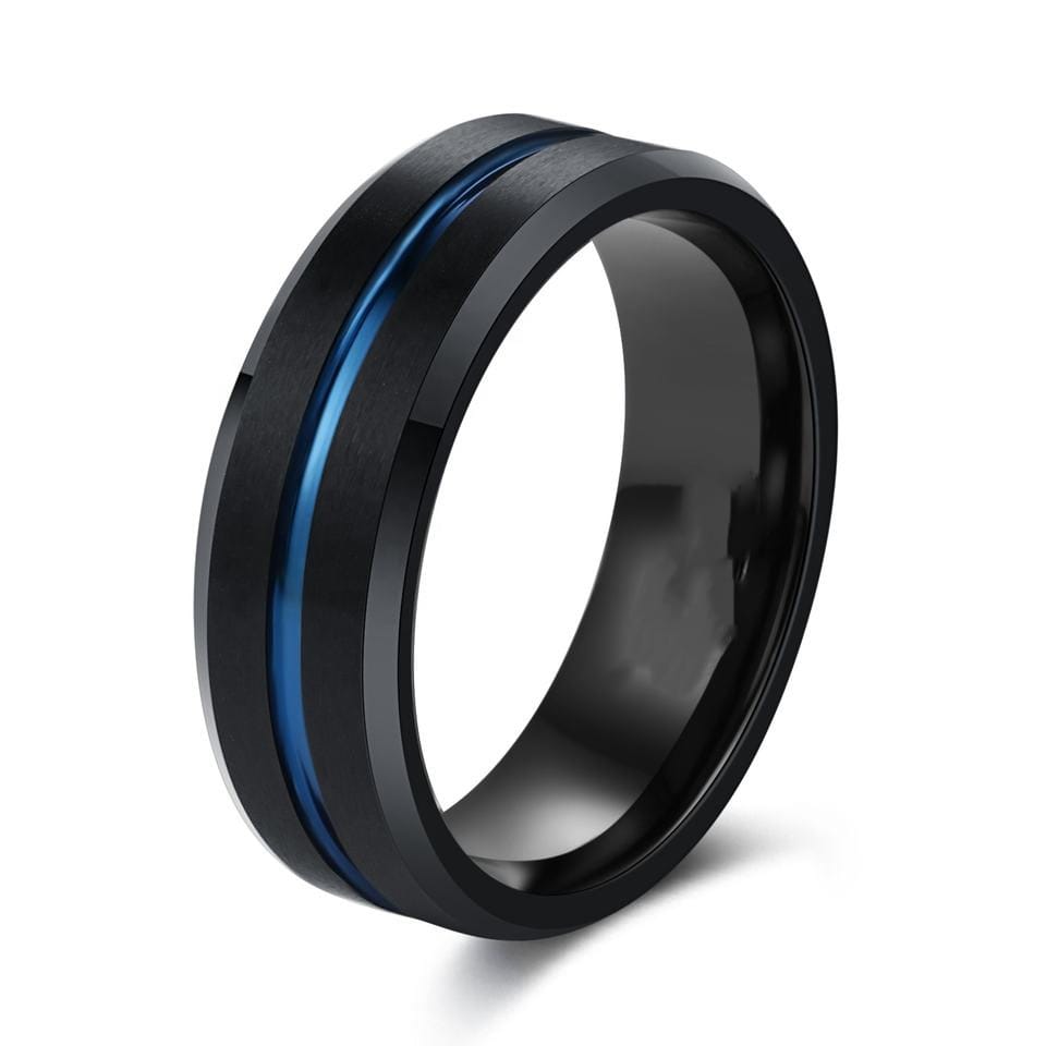 Men’s Flat Black Tungsten Steel Ring