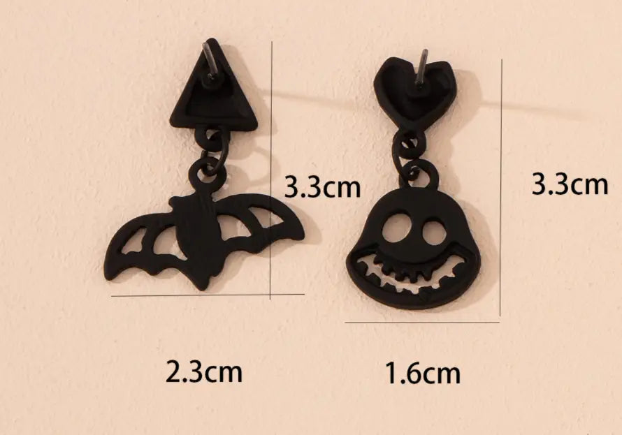 Ghost Skull Bat Earrings