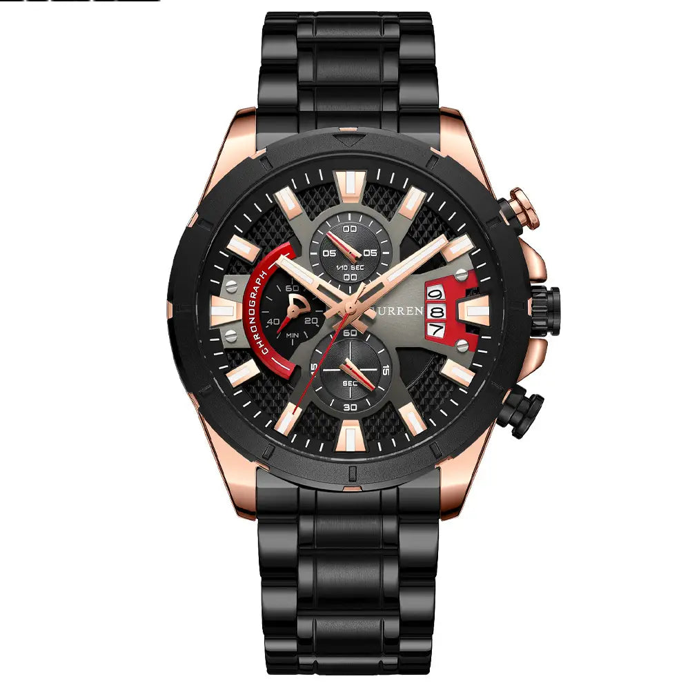 Calendar Steel Strap Quartz Watch