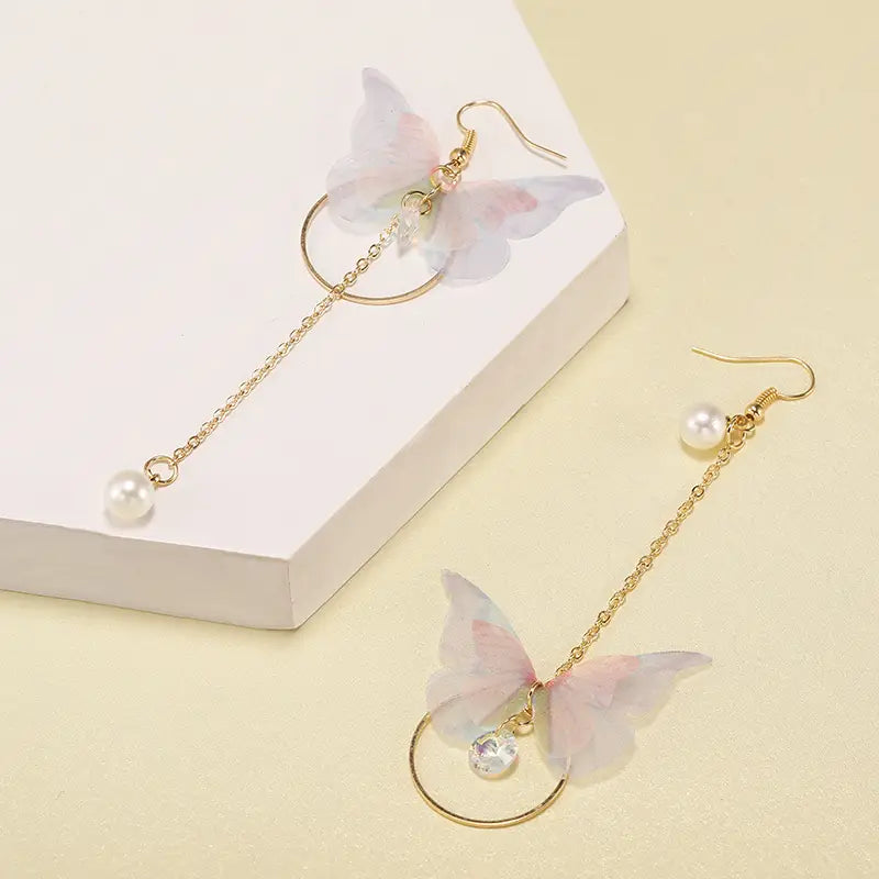 Fairy Yarn Asymmetric Butterfly Earrings