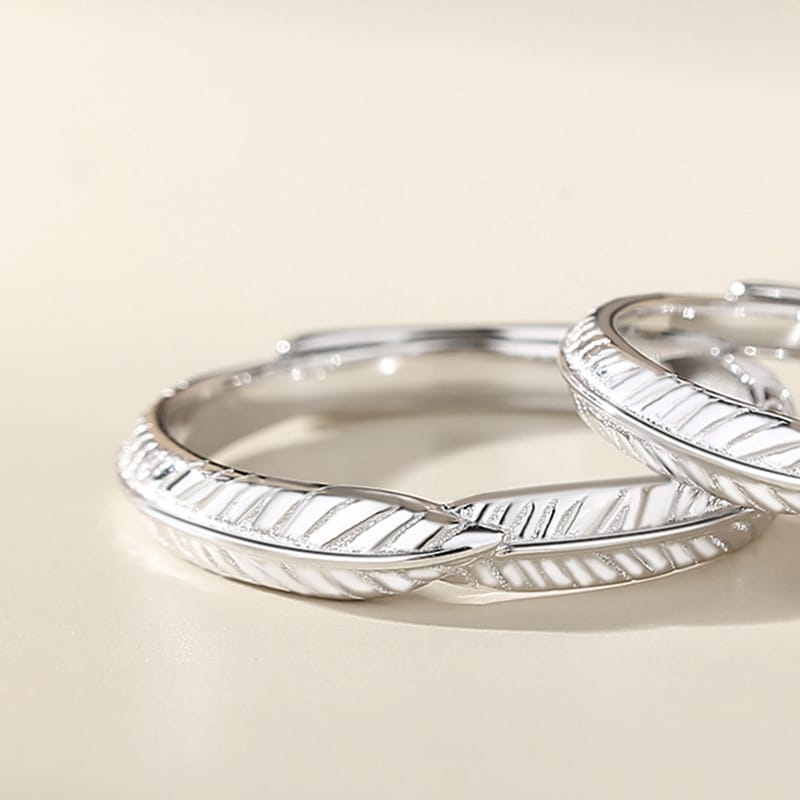 Leaf Feather Couple Ring