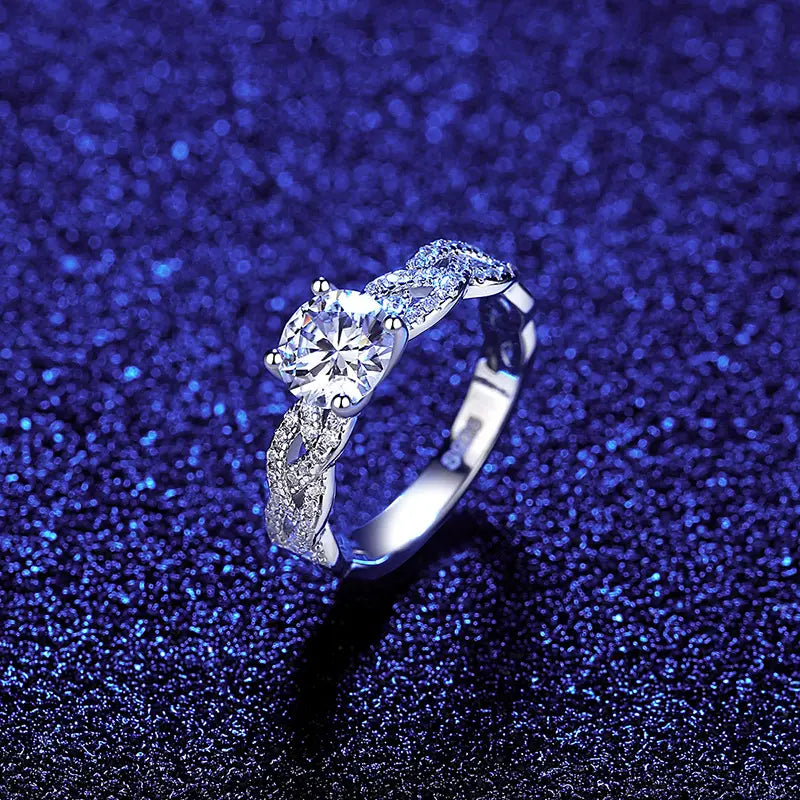 Mossan Diamond Sterling Silver Ring
