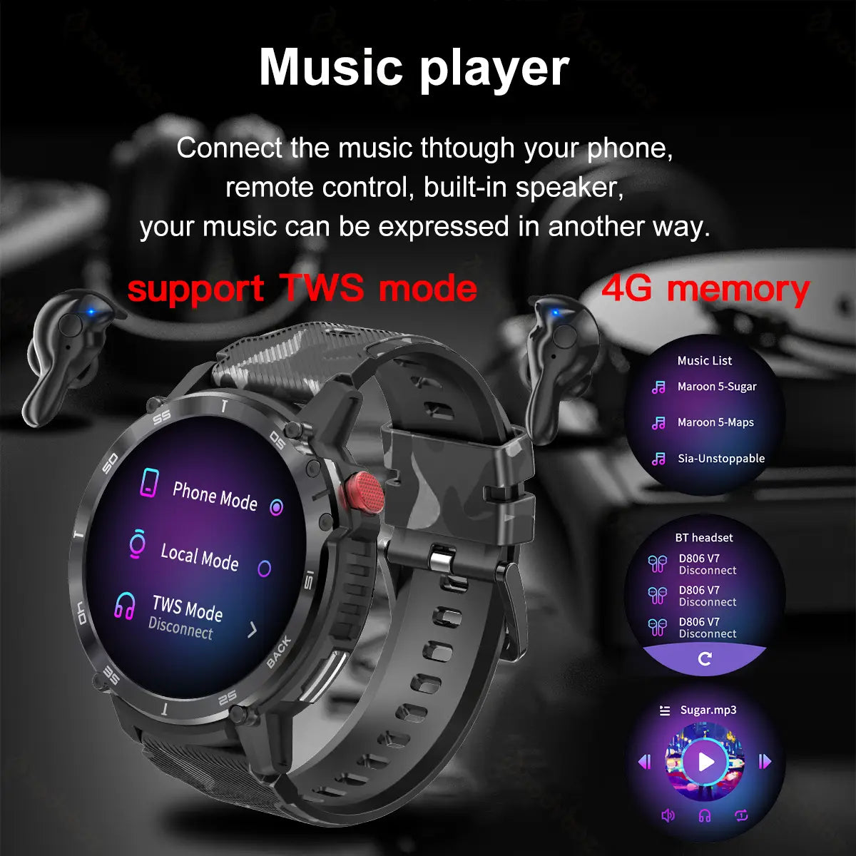 Three Anti-Bluetooth Call Music Smart Watch