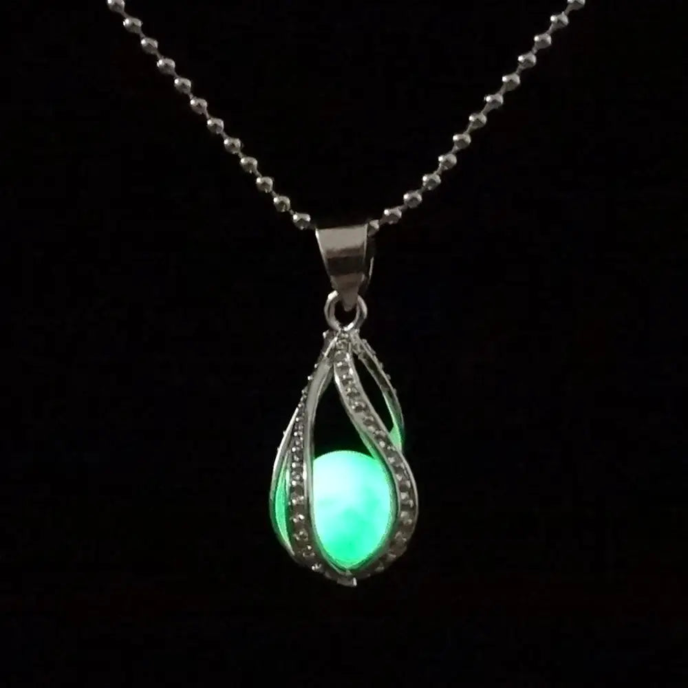 Glow-in-the-Dark Spiral Water Drop Necklace