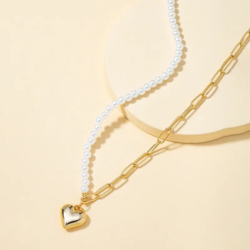 Baroque Pearl Heart Pendant Necklace