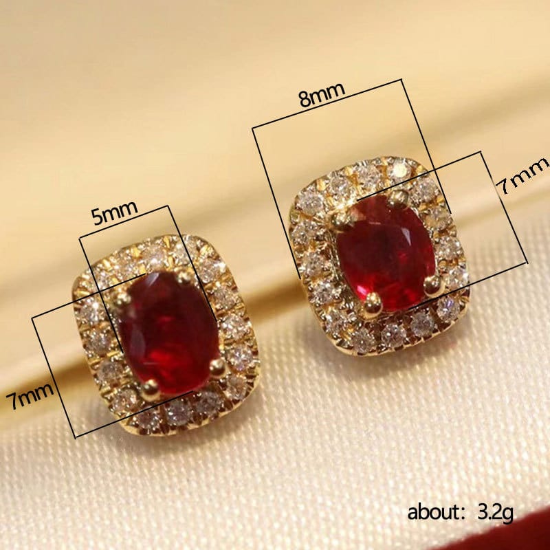 Red Corundum Zircon Earrings