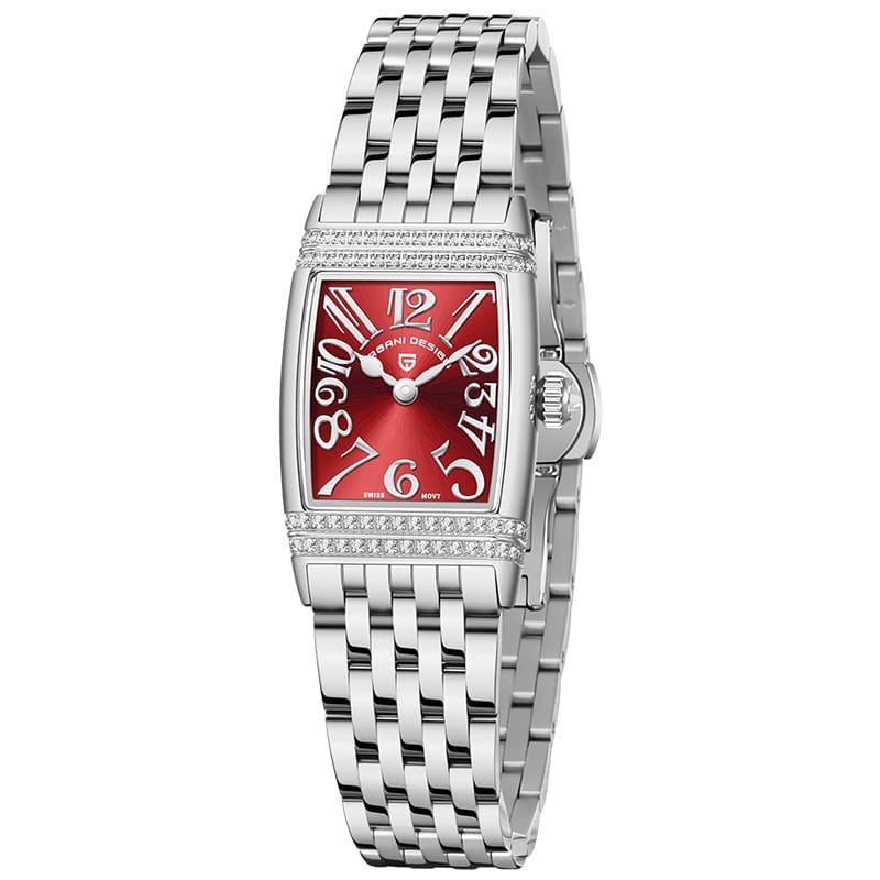 Shell Face Square Diamond Quartz Watch