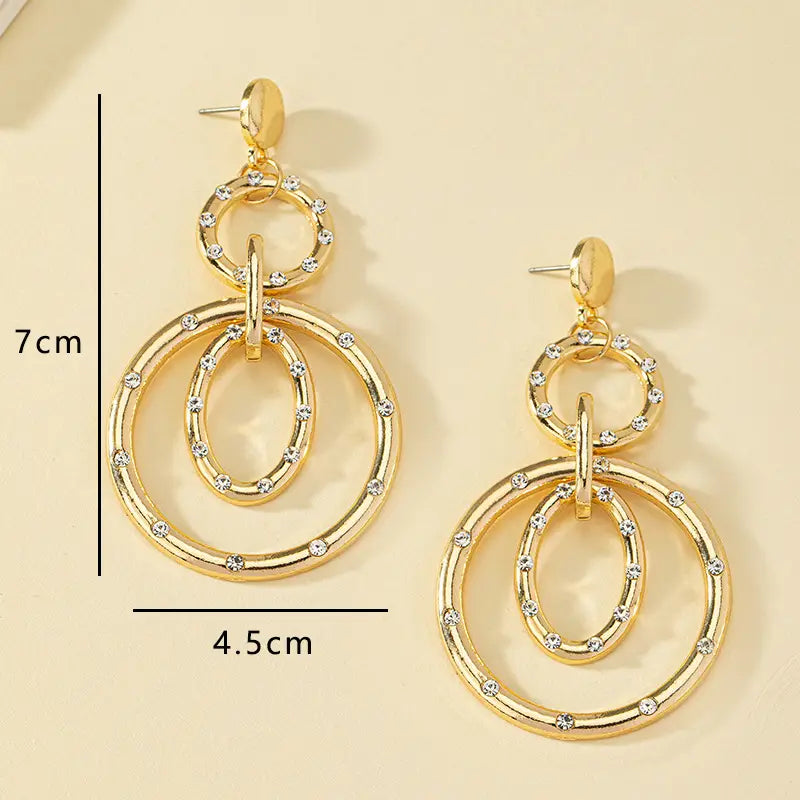 Diamond Round Ring Earrings