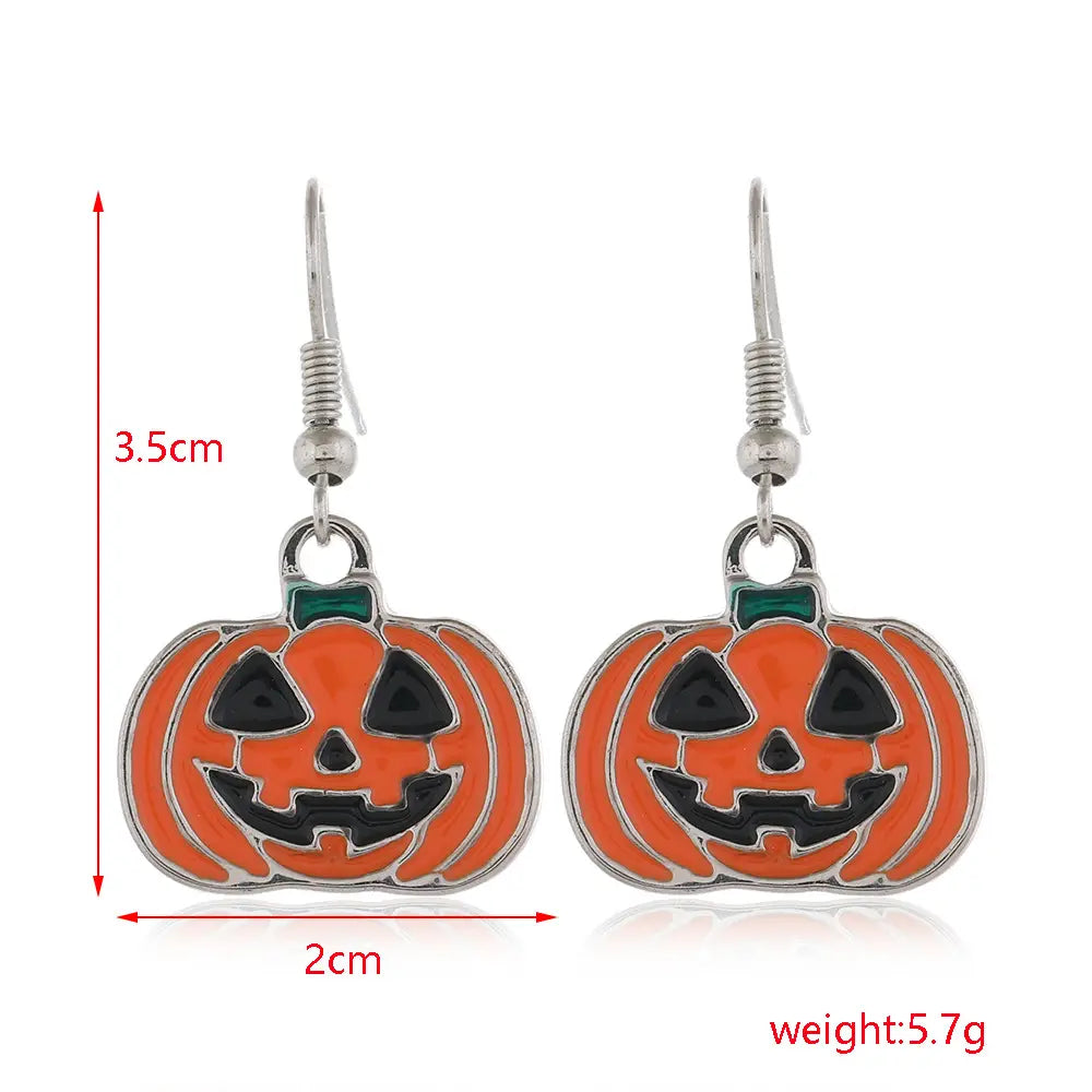 Horror Funny Skull Spider Earrings