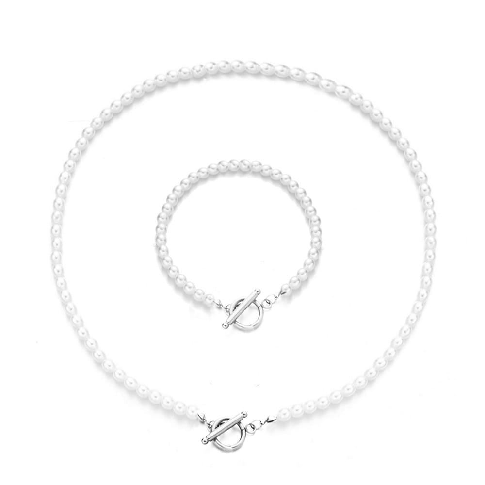 Pearl Chain Bracelet & Necklace Set