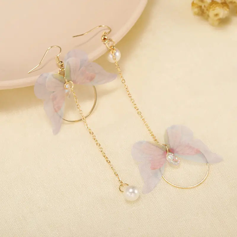 Fairy Yarn Asymmetric Butterfly Earrings