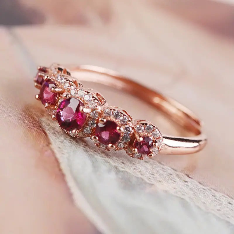 Sterling Silver Natural Garnet Ring