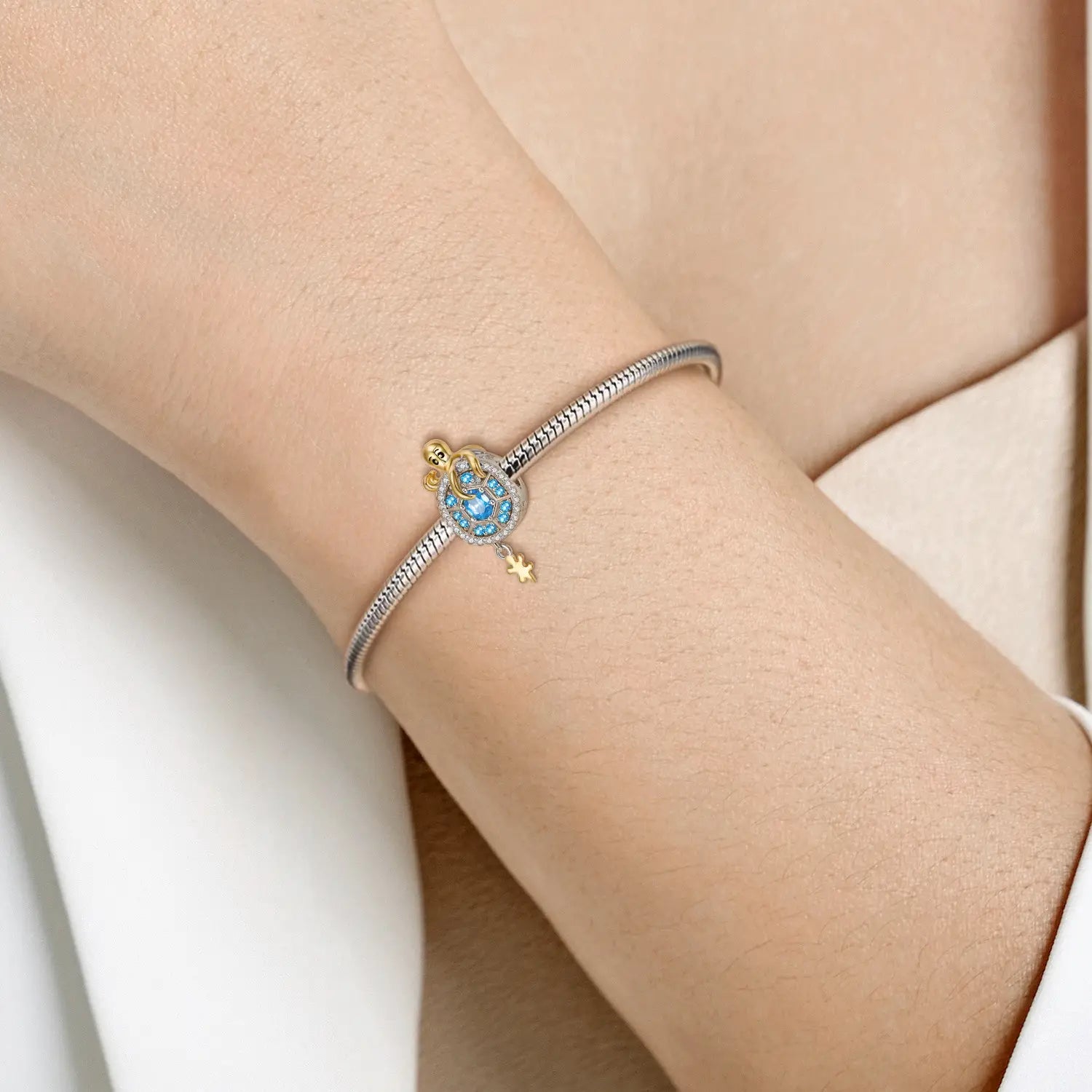 Octopus and Turtle Shell Bracelet with Silver Necklace