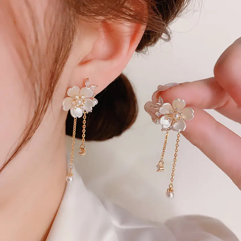 3D Petal Tassel Earrings