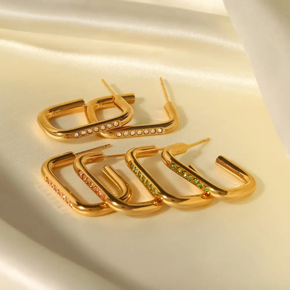 INS 18K Gold Plated Stainless Steel Ring-shaped Earrings
