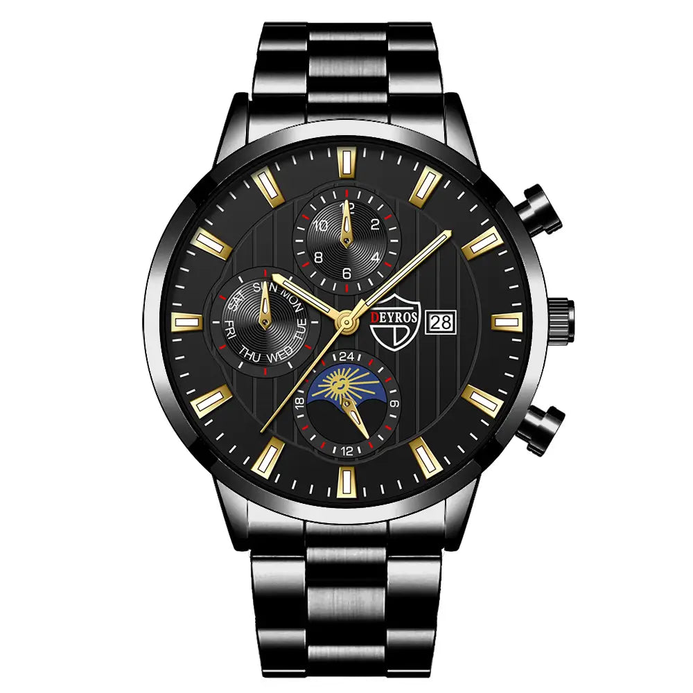 Fashion Men’s Calendar Casual Luminous Stainless Steel Watch