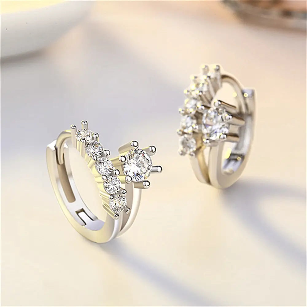 Diamond-set Six-grip Earrings