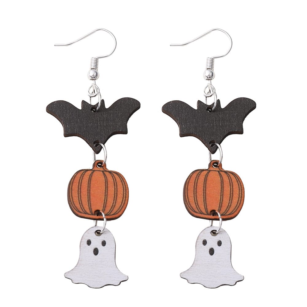 Spooky Pumpkin Bat Earrings