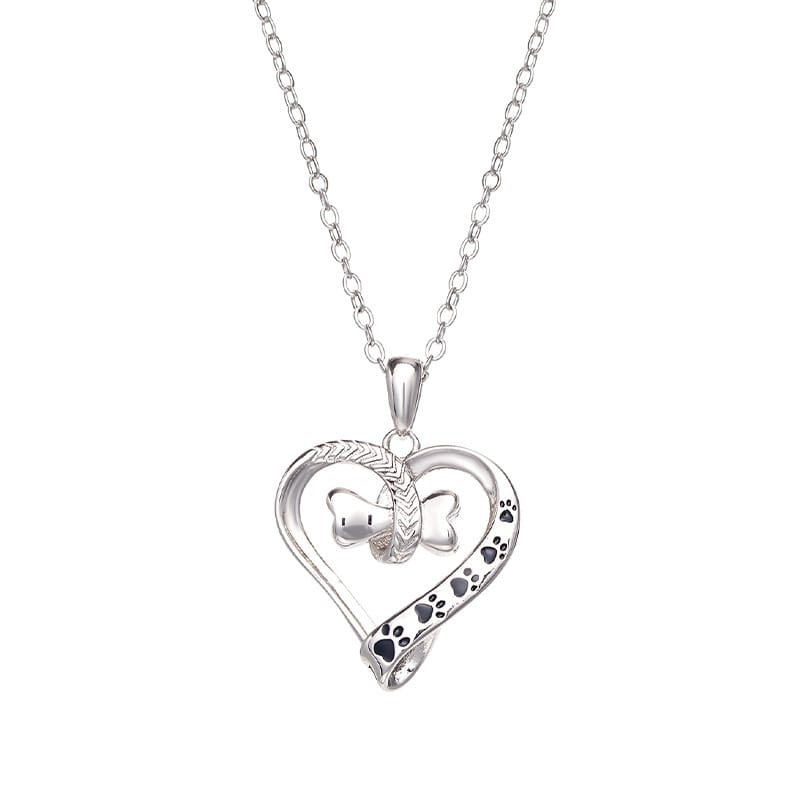 Hollow-out Two-color Love Footprints Necklace