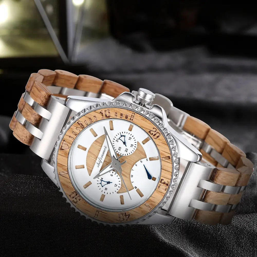 Sports Mechanical Feeling Men’s Wood Suit Watch