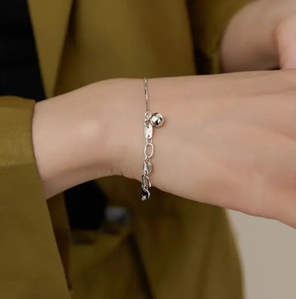 Punk Chain Sterling Silver Pendant Bracelet