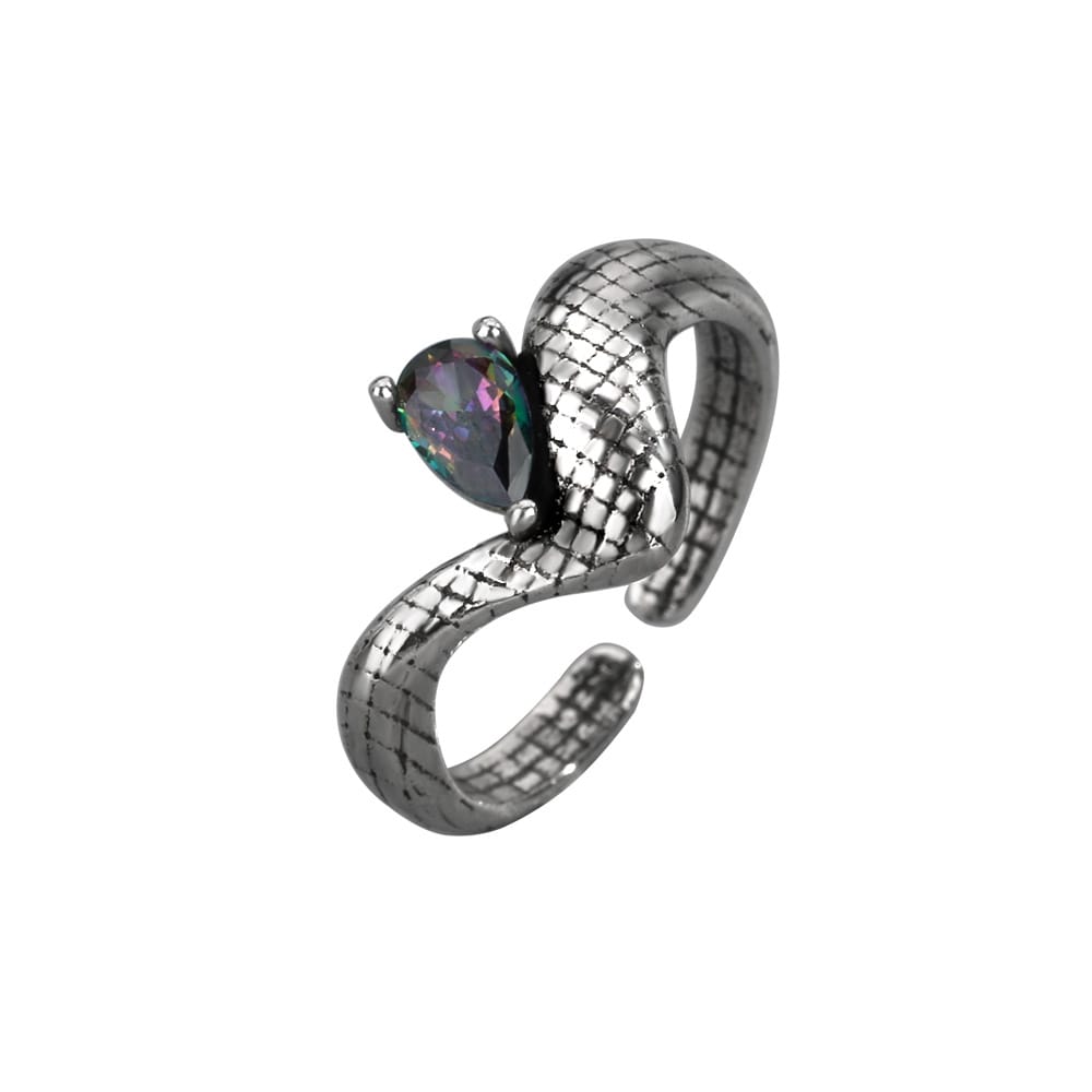 Colorful Zircon Inlaid Retro Snake Ring