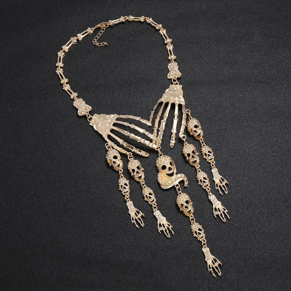 Punk Retro Exaggerated Ghost Hand Necklace