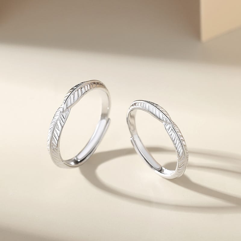 Leaf Feather Couple Ring