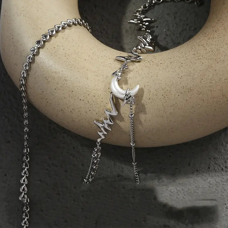 Crescent Curved Pendant Necklace