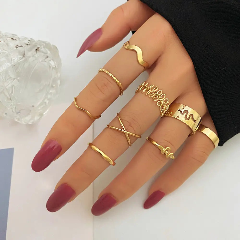 Snake Openwork Ring Set
