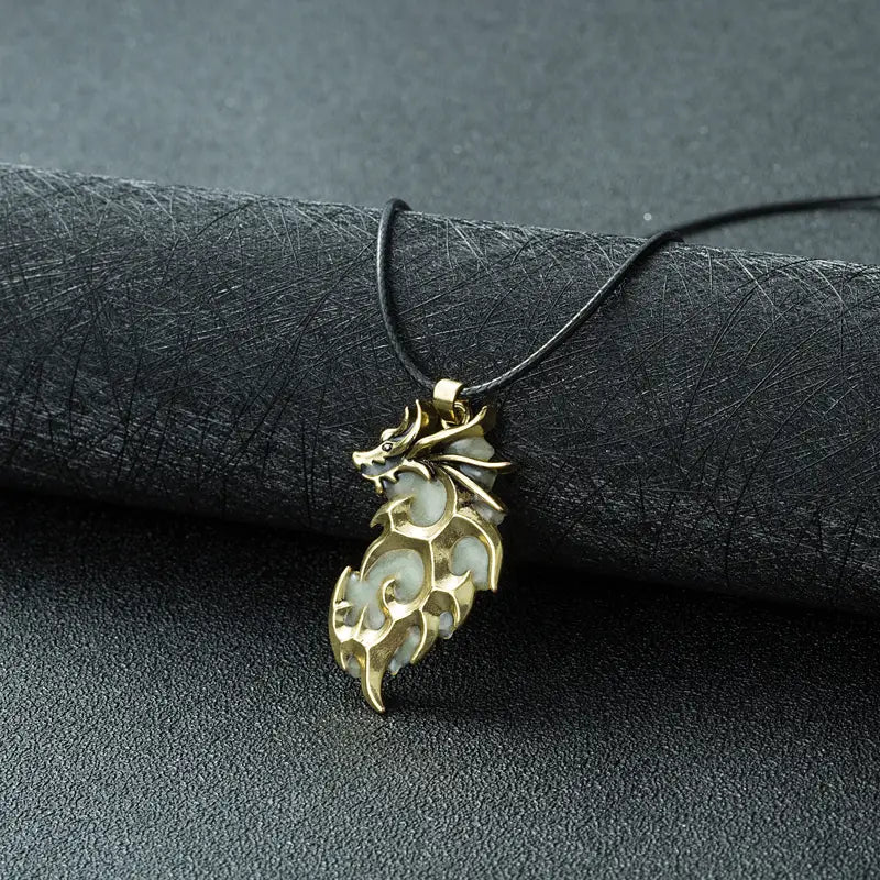 Glow-in-the-Dark Dragon Leather Necklace