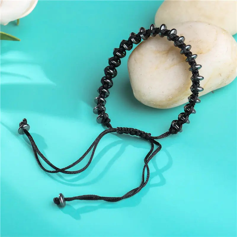 Black Iron Stone Flying Saucer Bracelet