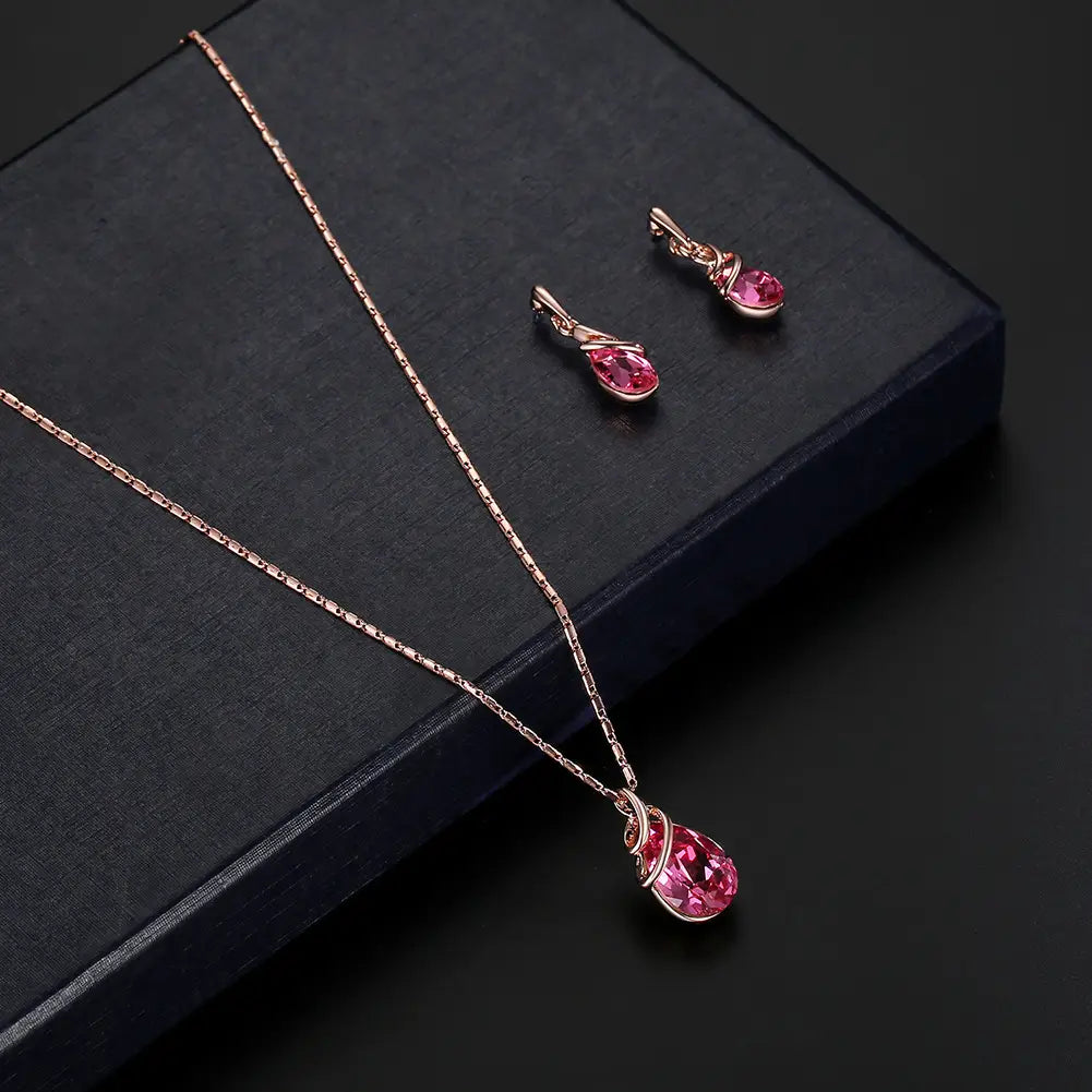 Gemstone Alloy Jewelry Set Necklace