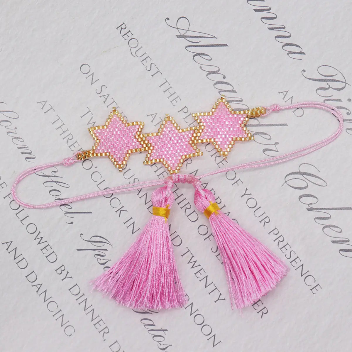 Hand-woven Hexagonal Tassel Bracelet