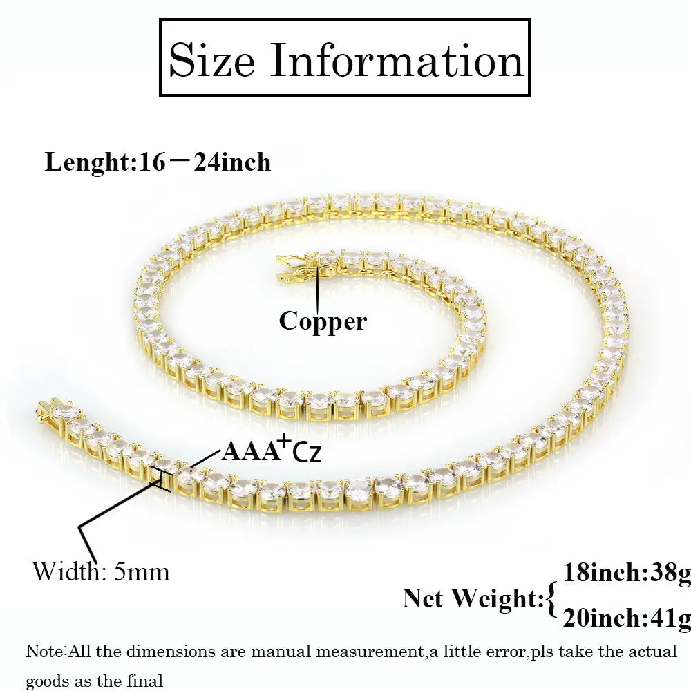 Hip Hop Zircon Tennis Chain Necklace