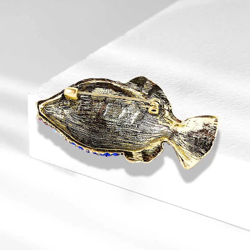 Mid-ancient Vintage Diamond Tropical Fish Alloy Pin